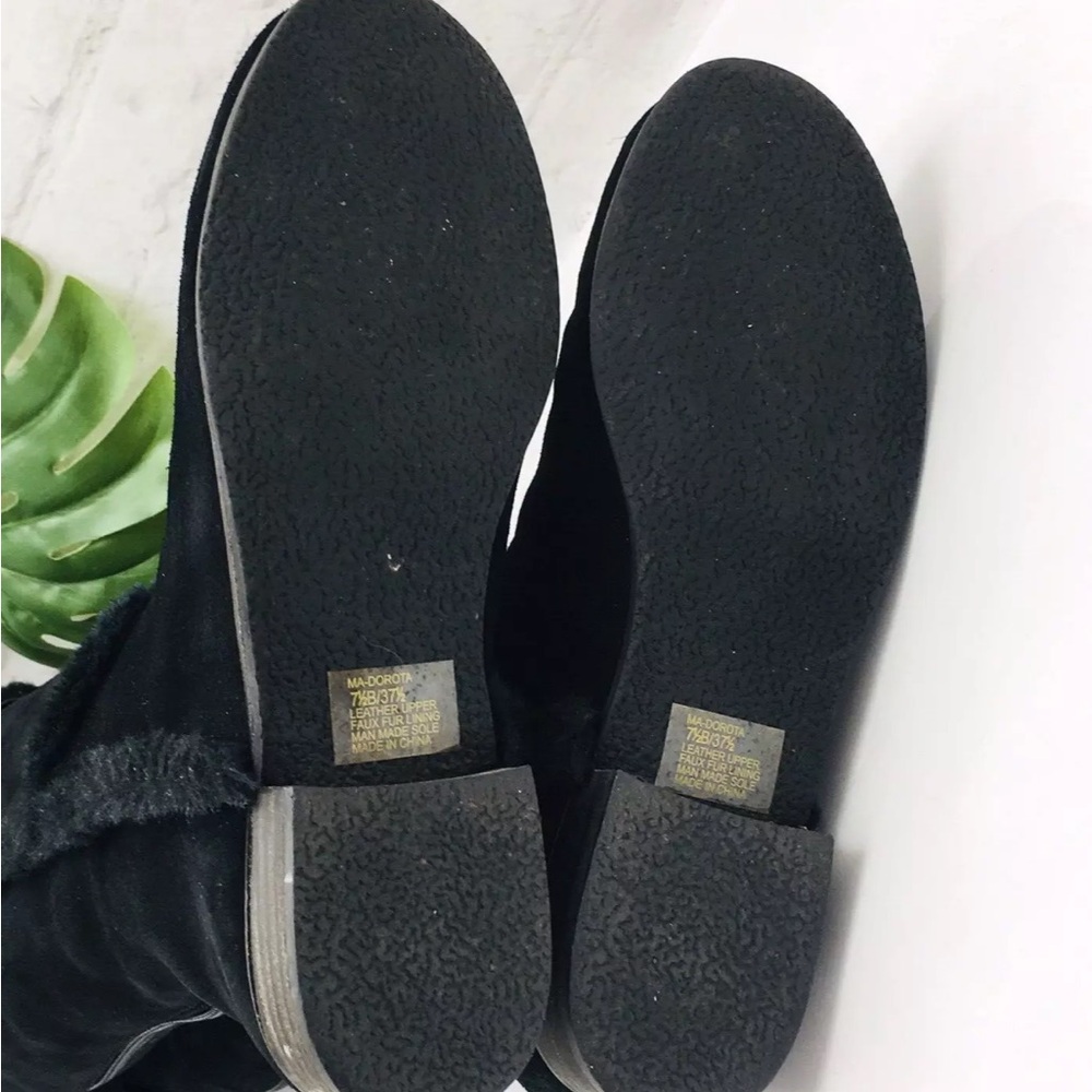 BCBG Tall black Suede Leather Fur Lined Black Boots - Picture 14 of 15